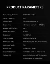 New KUMI U3 Pro Smart Watch 1.83'' Smartwatch Bluetooth Call 100+ Sport Heart Rate for Men Women Support IP68 Waterproof
