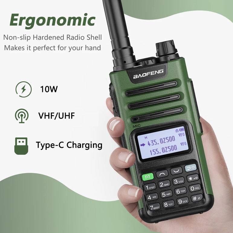 2PCS BAOFENG UV13 Pro V2 10W Waterproof Walkie Talkie UHF/VHF Dual Band UV13PRO with Typ-C Cable Upgrade of UV-10R Two Way Radio