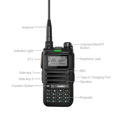 Iradio DM-UV4R DMR Radio Digital Walkie Talkie Dual Mode Dual Time Slot Two Way Radio 1024 Channels UHF VHF Communication Radio
