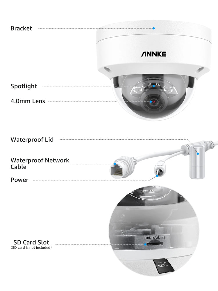 ANNKE C800 4K PoE Security Camera Outdoor IK10 8MP Smart Dual Light Built-in Mic Video Surveillance IP Security Camera