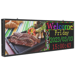 Outdoor PH5 mm 39"x14" Wifi + USB Programmable Scrolling LED Sign Message Board Full Color can Edit Text Image Animation Display