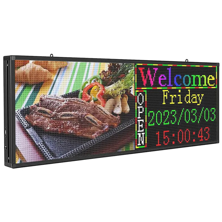 Outdoor PH5 mm 39"x14" Wifi + USB Programmable Scrolling LED Sign Message Board Full Color can Edit Text Image Animation Display