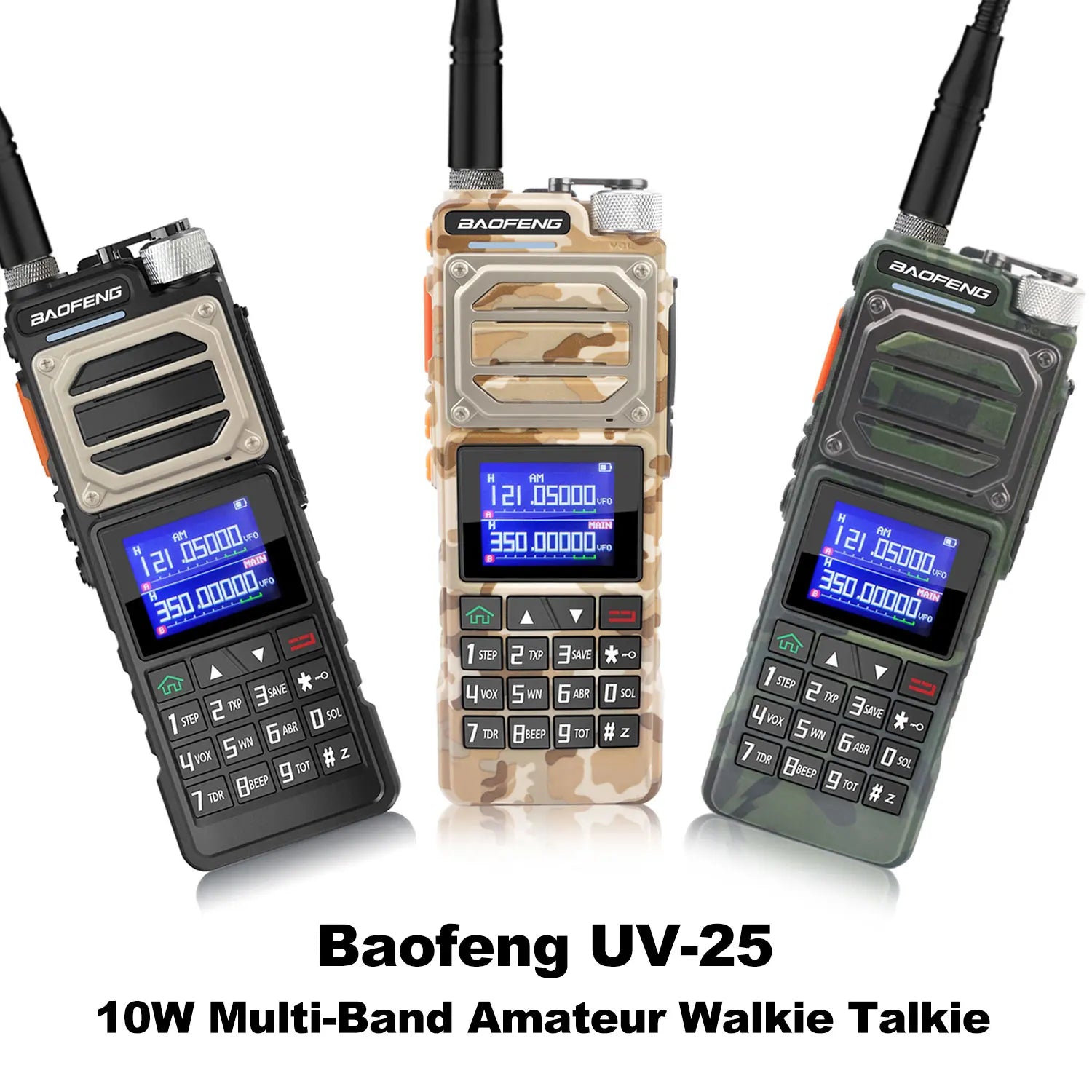 Baofeng UV-25 Walkie Talkie Air Band Receiving Scrambler Multi-band FM Vox 10W 999Ch Amateur Radio W/ Type-C 5200mAh Battery