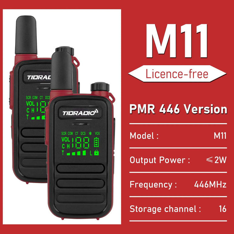 TIDRADIO 2PCS M11 Mini Walkie Talkie Profesional PMR /FRS Long Range Communication Radio Two Way Radio Transceiver Colorful