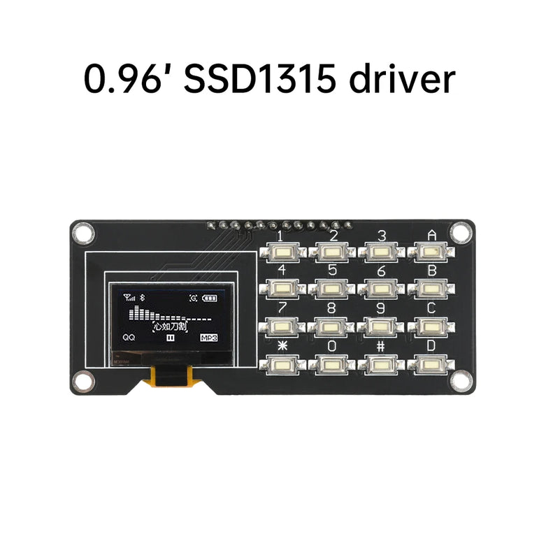 0.96 inch/1.3 inch  LCD Screen Board OLED Display Module IIC White SH1106 SSD1306 SSD1315 with 4x4 Key Matrix Keypadfor Arduino