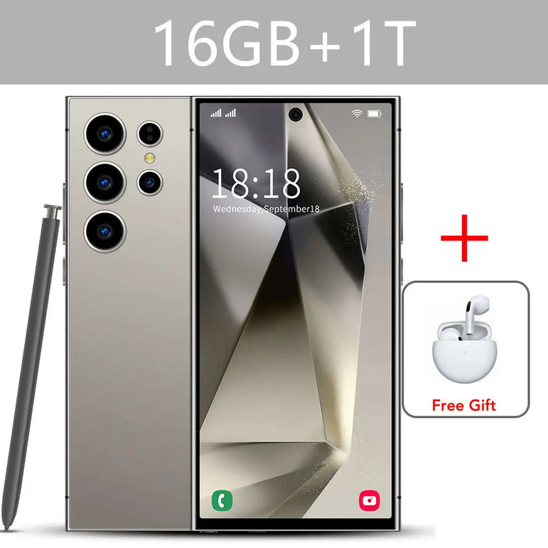 SMS 24 Ultra High-end Mobile Phone 16GB+1TB Cellphone 7800mAh Global Version HD Cell Phone 5G Dual SIM Smartphone Face Unlocked