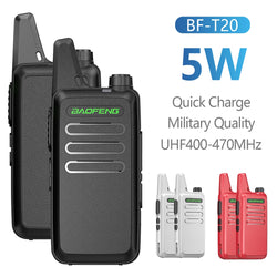 2PCS Mini Walkie Talkie Baofeng BF-T20 PortableTwo Way Radio Charging USB VOX For BF-C9 BF-888S KD-C1 for Station Hotel Hunting