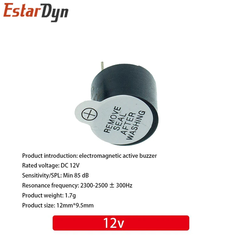 10PCS Active Buzzer 3V/5V/12V/16R TMB12A03 TMB12A05 TMB12A12 Magnetic Long Continous Beep Tone 12095 12*9.5mm Mini Plug Speaker