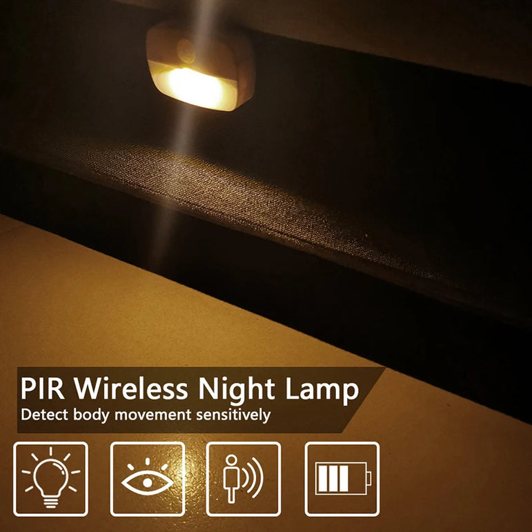 1Pcs LED Night Light Wireless PIR Motion Sensor Lights Corridor Closet Stair Room Lamps Energy Saving Night Lamp Smart Home