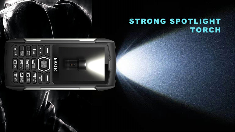 EAOR 2G Rugged Flashlight 4000mAh Big Battery Power Bank IP68 Waterproof 2.8 IPS large screen 0.3M cam MTK feature mobile Phone