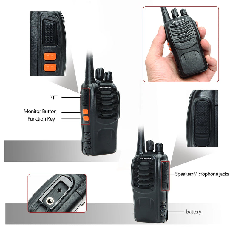 2PCS New Baofeng BF-888S Pro Upgrade Walkie Talkie Wireless Copy Frequency Long Range Portable BF888S Ham Two Way Radio Hunting