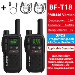 Baofeng BF-T18 PMR446 Walkie Talkie Type-C Charge European 446MHz 16 Channels Long Range Upgraded BF-T20 Mini Two Way Ham Radios