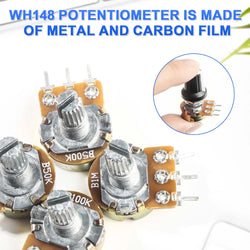 10sets  Potentiometer,WH148 Single-Joint Potentiometers With Rotary Knob B1K/2K/5K/10K/20K/50K/100K/250K/500K/1M