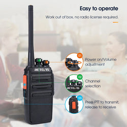Retevis Walkie Talkie 2 Pcs RT24 PMR 446 Rechargeable Professional Talkie Walkie Long Range H777S Two-Way Radio Communicator FRS