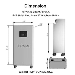 US Stock 3.0 Seplos 51.2V 280AH 310AH 320AH Lifepo4 Battery Kits CAN RS485 BMS 2A Active Balancer DIY Case Home Solar