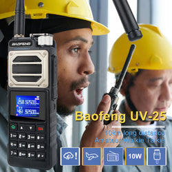 Baofeng UV-25 Walkie Talkie Air Band Receiving Scrambler Multi-band FM Vox 10W 999Ch Amateur Radio W/ Type-C 5200mAh Battery