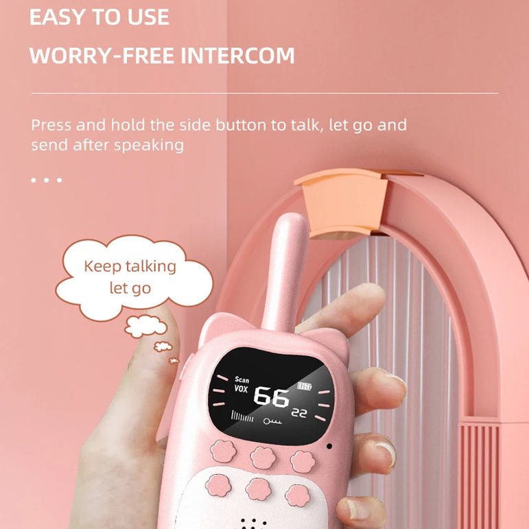 2PCS Kids Mini Walkie Talkie Rechargeable 1000mAh Handheld 0.5W 3km Radio Transceiver Interphone Child Christmas Toys Gifts