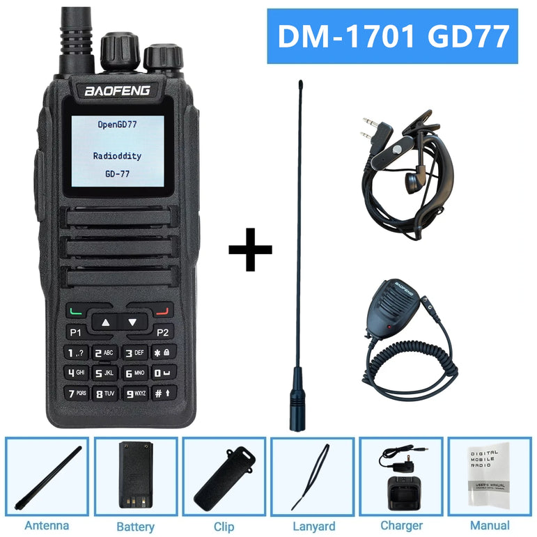 1701 open gd77 Baofeng Digital Walkie Talkie Dual Mode DMR Analog Two Way Radio Dual Time slot Tier 1+2 Dr 1801