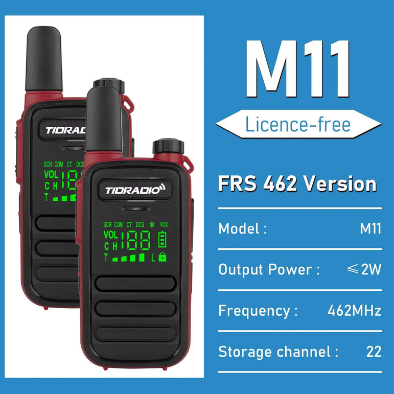 TIDRADIO 2PCS M11 Mini Walkie Talkie Profesional PMR /FRS Long Range Communication Radio Two Way Radio Transceiver Colorful