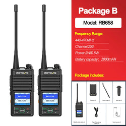 Retevis RB658 Walkie Talkie APP Control Long Range Walkie-talkie Bluetooth 5.0 UHF Professional Communication Radio for Camping