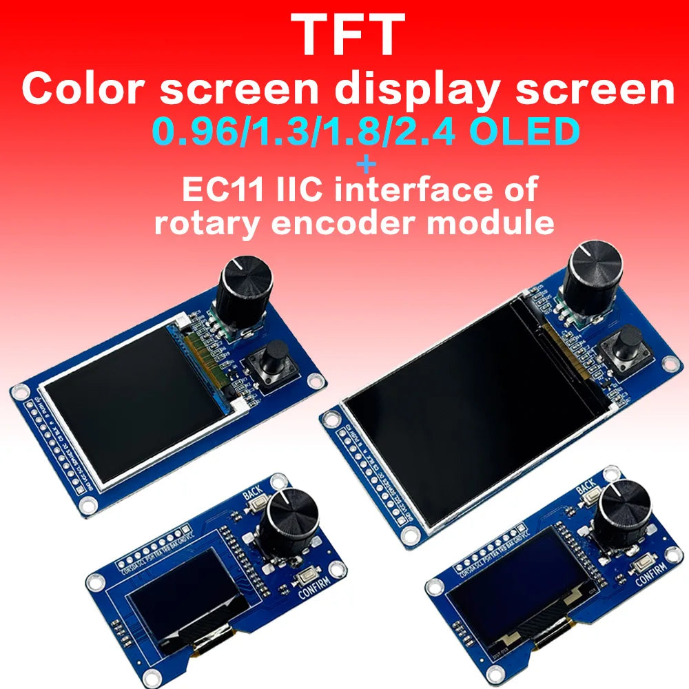 0.96/1.3/1.8/2.4-inch OLED display screen with matrix 4 key interfaces/EC11 rotary encoder combination module IIC/SPI interface