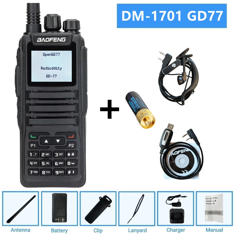 1701 open gd77 Baofeng Digital Walkie Talkie Dual Mode DMR Analog Two Way Radio Dual Time slot Tier 1+2 Dr 1801