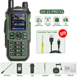 Baofeng UV-21 Pro V2 Air Band Walkie Talkie Wireless Copy Frequency AM Type-C Long Range Upgrade UV-5R Ham Radio
