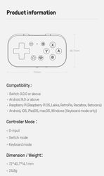 8BitDo Micro Bluetooth Controller Pocket-sized Mini gamepad for Switch, Android, and Raspberry Pi, Support Keyboard Mode