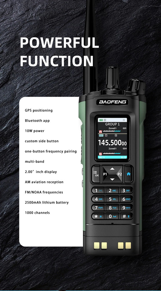 New BAOFENG UV-32 Walkie Talkie GPS 10W Bluetooth APP Programming Multi Band Wireless Copy Frequency Type-C UV32 Ham 2 Way Radio