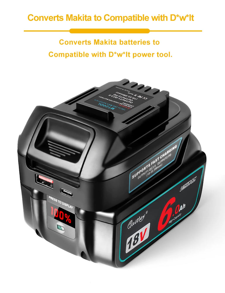 Waitley Battery Adapter for Makita 18V conversion compatible with Dewalt 18V / 20V Power Tool Batteries Accessories DCB200