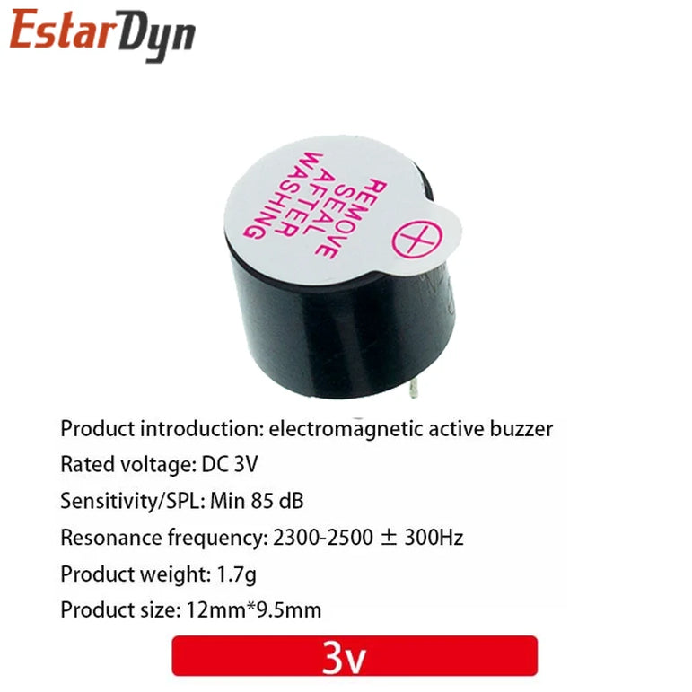 10PCS Active Buzzer 3V/5V/12V/16R TMB12A03 TMB12A05 TMB12A12 Magnetic Long Continous Beep Tone 12095 12*9.5mm Mini Plug Speaker
