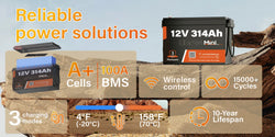 Humsienk 12V 20Ah 100Ah 200Ah 314Ah LiFePO4 Battery Rechargeable Cells 15000 Cycle BMS For RV/ Vans/ Camping/ Home Storage/Solar