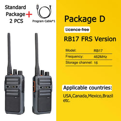 RETEVIS Walkie Talkie PMR RB617 Two-way Radio ht Communicator RB17 PTT Walkie-Talkies 2 pcs 4400mAh for Hunting Hotel Restaurant