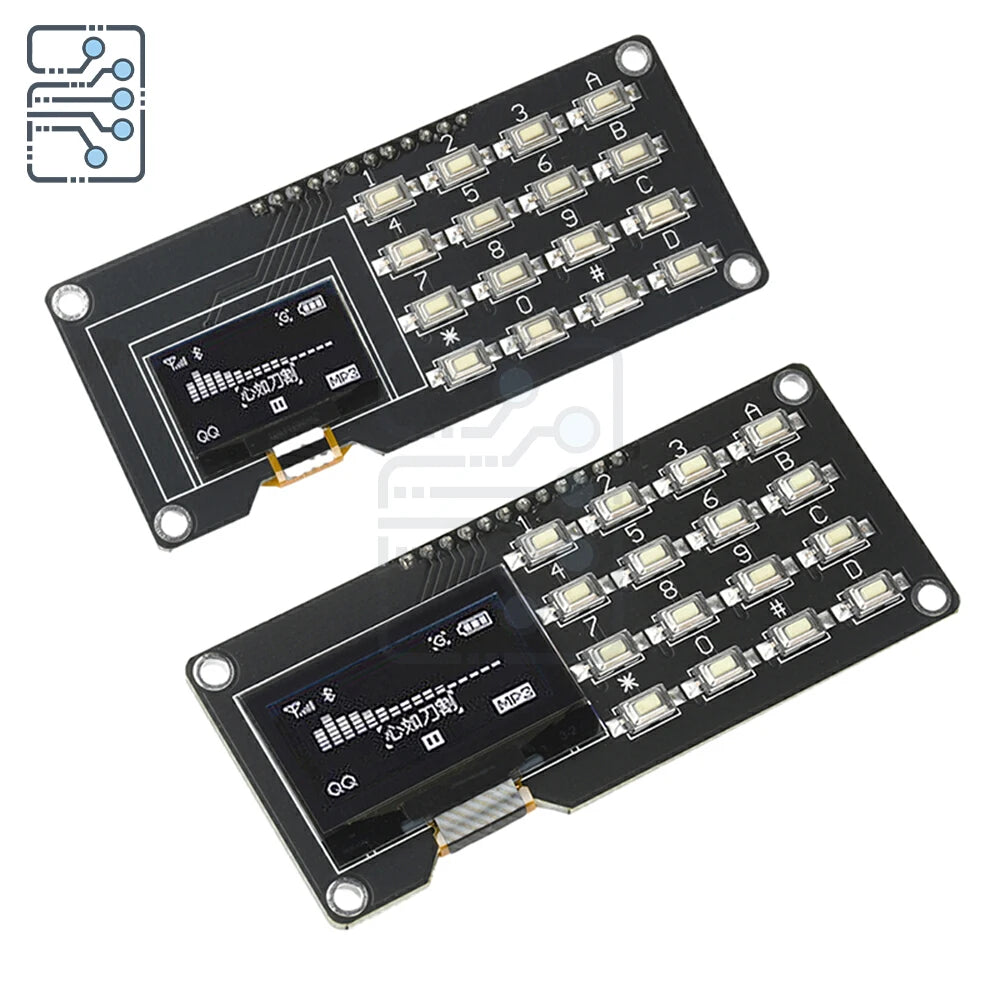 0.96 inch/1.3 inch  LCD Screen Board OLED Display Module IIC White SH1106 SSD1306 SSD1315 with 4x4 Key Matrix Keypadfor Arduino