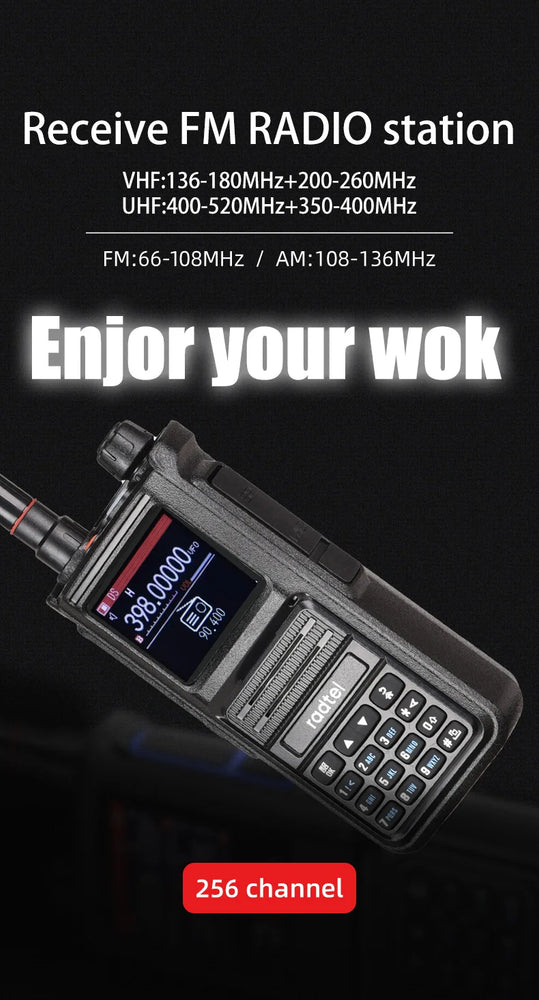 Radtel RT-470X Full Band Ham Radio 256 Channel Air Band Two Way Radio USB-C Aviation NOAA Police Marine Amateur HT Scanner Roger