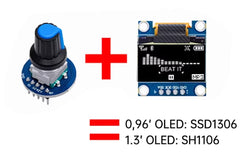 0.96/1.3/1.8/2.4-inch OLED display screen with matrix 4 key interfaces/EC11 rotary encoder combination module IIC/SPI interface