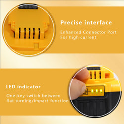 For Dewalt Cordless Tools 6.0Ah 20V Lithium-Ion Replacement Batteries - Compatible with DCB200, DCB205, DCB206 & More