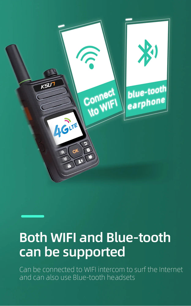 KSUN ZL10 Zello Walkie Talkie Handy Long Range 4G GPS Wifi Blue tooth Mobile Ham Radio Two Way Radio Walkie Talkie 100km
