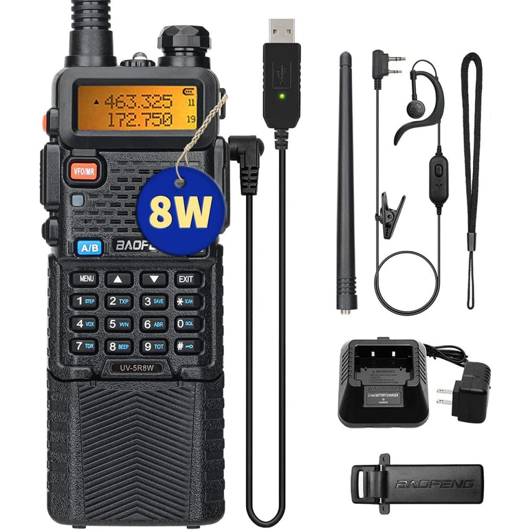 BAOFENG UV-5R 8W/5W 3800mAh High Power Ham Radio VHF&UHF Portable Two Way Radio Long Range Rechargeable Handheld Radio CB Radio