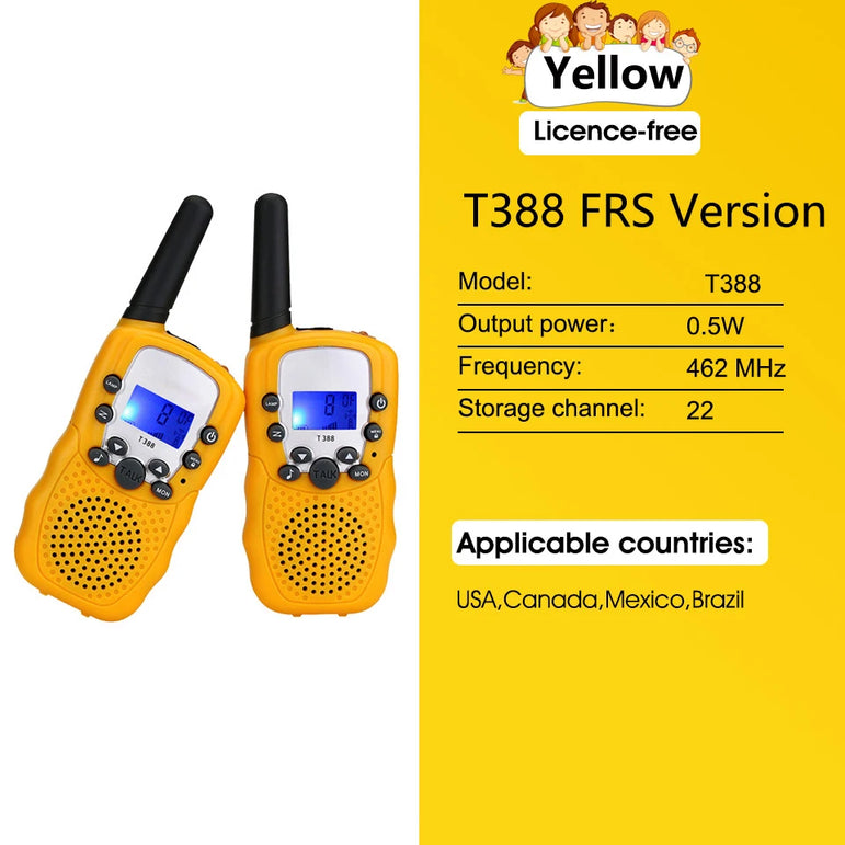 1 Pair Rt-388 Kids Walkie Talkies 0.5W Portable Child Electronic Radio Voice Interphone Outdoor LCD Display Toys Christmas Gifts