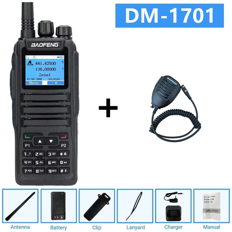 Baofeng Dm 1701 Digital Walkie Talkie Long Range dual Mode dmr Analog Open Gd77 Time slot Tier 1 +2 Radio 1801UV