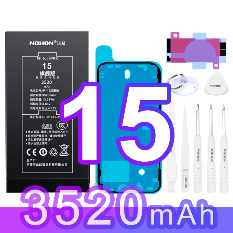 NOHON 3500mAh Battery for iPhone 14 13 11 12 Pro 15 SE 2022 2020 SE3 SE2 X XR XS Max Replacement Batteries Big Capacity
