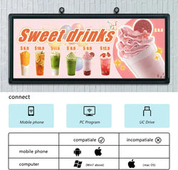 P6 Outdoor LED Sign Full Color 40'' x 18'' WiFi Scrolling LED Display With High Resolution High Brightness Programmable LED Sign