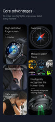 KUMI GW5 Pro Smartwatch 1.43" AMOLED IP68 Waterproof Bluetooth 5.2 Fitness Tracker Heart Rate Blood Oxygen Monitor