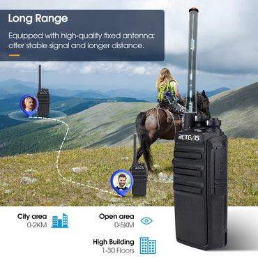 Retevis Walkie Talkie 2 Pcs RT24 PMR 446 Rechargeable Professional Talkie Walkie Long Range H777S Two-Way Radio Communicator FRS