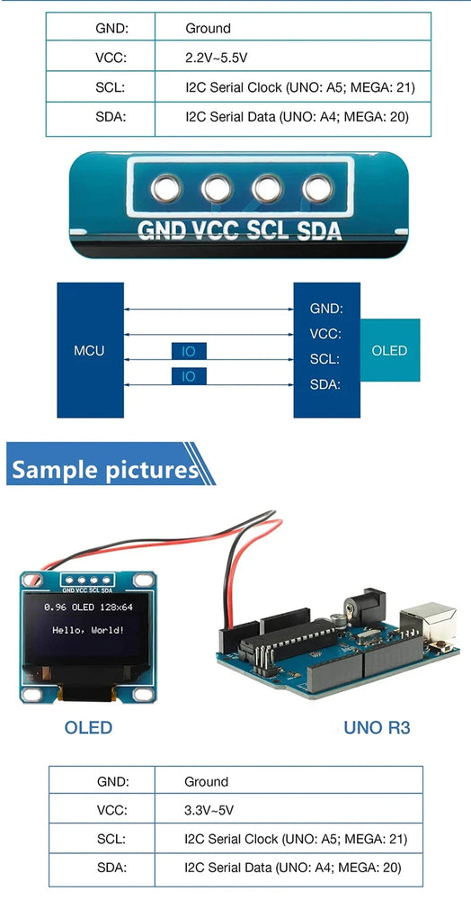 0.96 inch oled IIC Serial White OLED Display Module 128X64 I2C SSD1306 12864 LCD Screen Board For Arduino