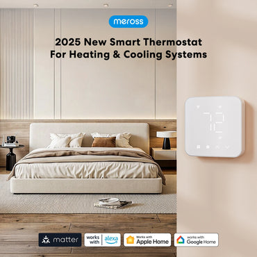 Meross 2025 NEW Matter Smart US 24V Wi-Fi Thermostat Compatible Heating and Cooling Systems Shipping from US