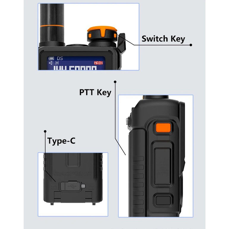 Baofeng K5 Pro Max Walkie Talkie 12W High Capacity UHF VHF AM FM Two Way Radio UVK5 Full Band LCD Noise Reduction DTMF Ham Radio