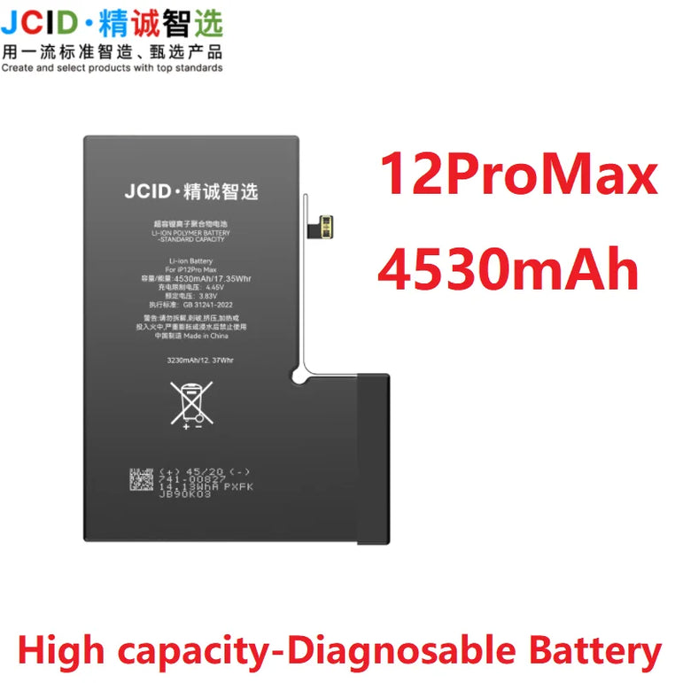 JCID Diagnostic Battery High Capacity For Iphone 12 13 14 100% Heath Visible New 0-cycle No Pop Up Used Genuine Parts On IOS 18