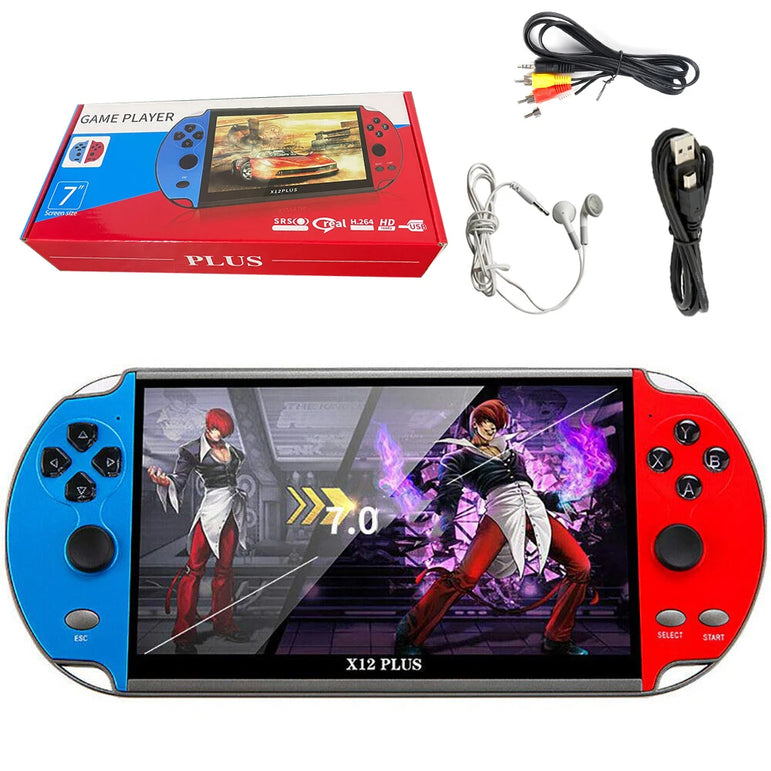 X12 Plus Handheld Game Console 7.1 inch HD Screen Handheld Portable Video Player Built-in 10,000 Classic Video Games Console